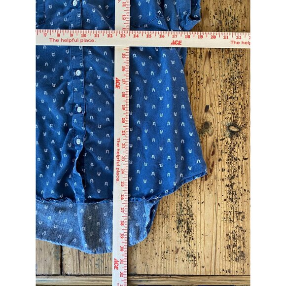 Jachs Girlfriend Womens Blue Button-Up Shirt Large short sleeve tencel pockets - Picture 6 of 6